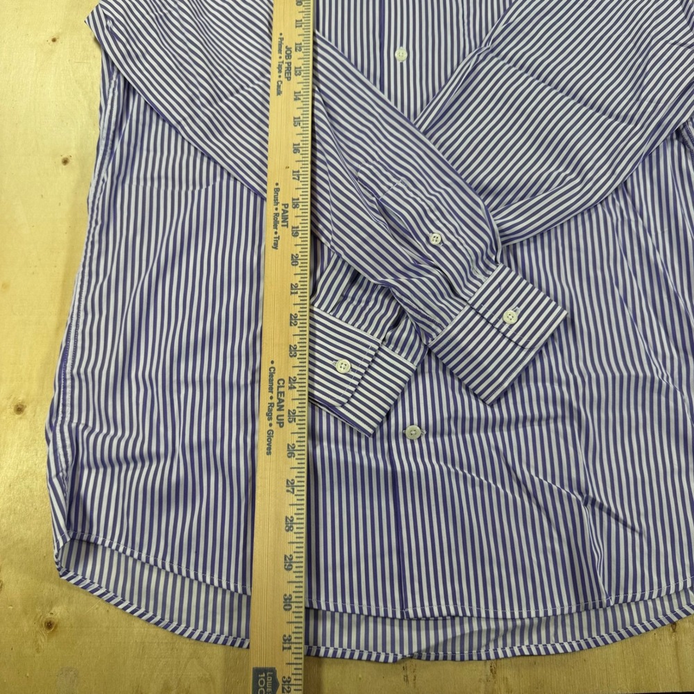 johnnie-O Mens M Performance Bamboo Blend Button Down Shirt Purple Stripe - Picture 3 of 5